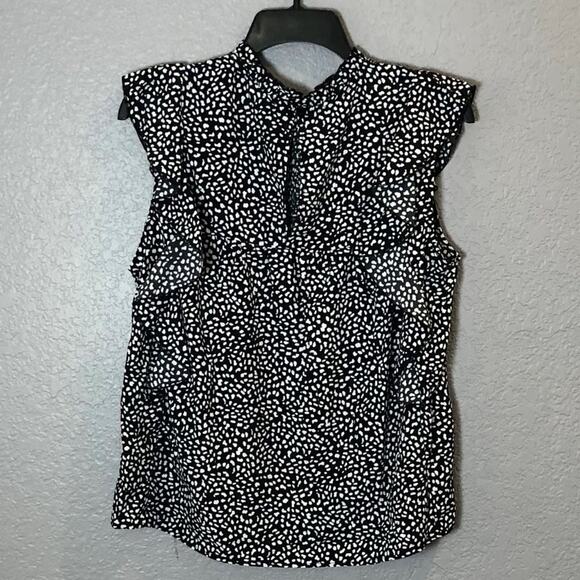 Sanctuary Small Black Lily Flutter Sleeve Smocked 100% Recycled Polyester Top - Picture 5 of 7